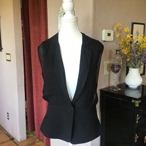 Free People Sheer Chiffon Backed Peplum Vest  L